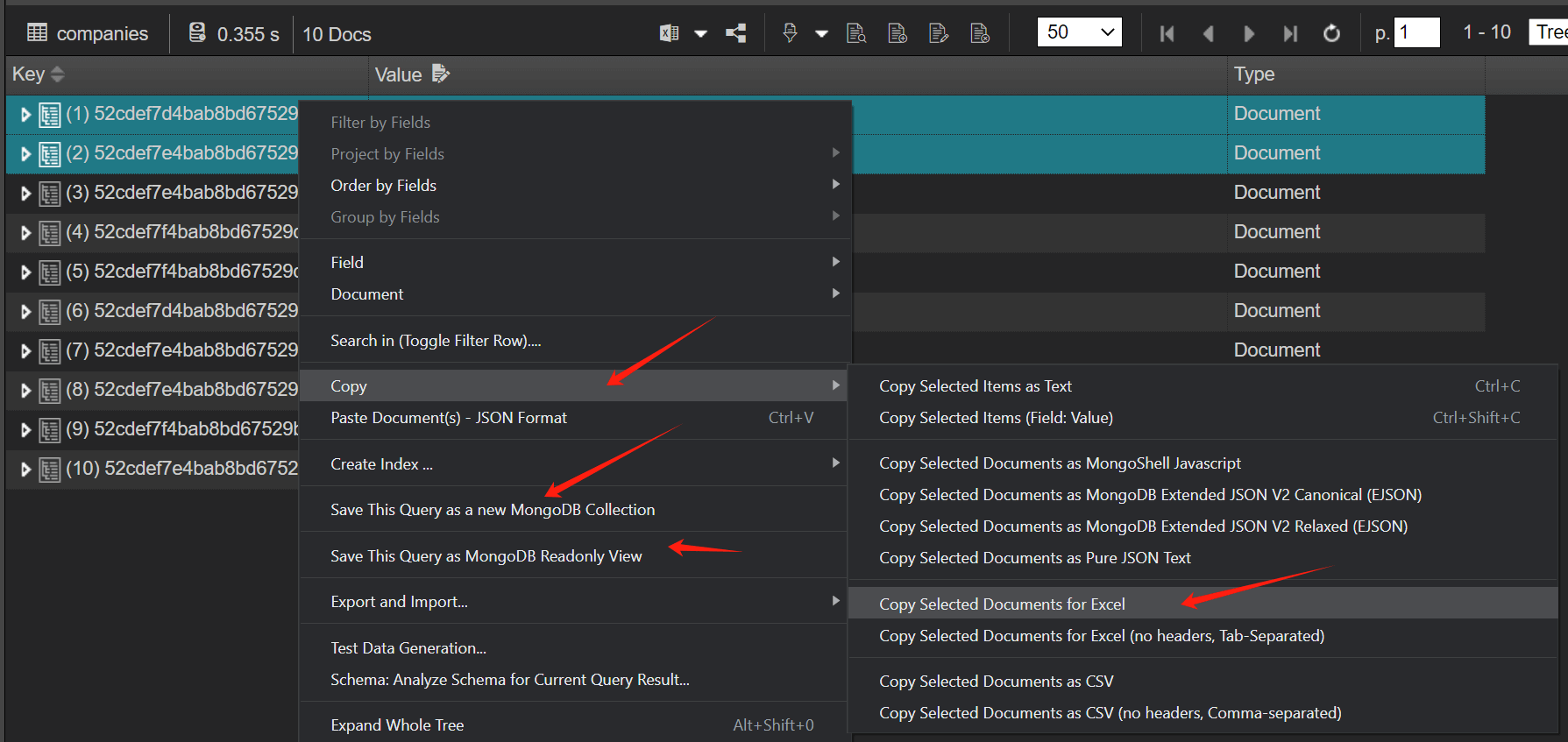 Copy/paste to excel