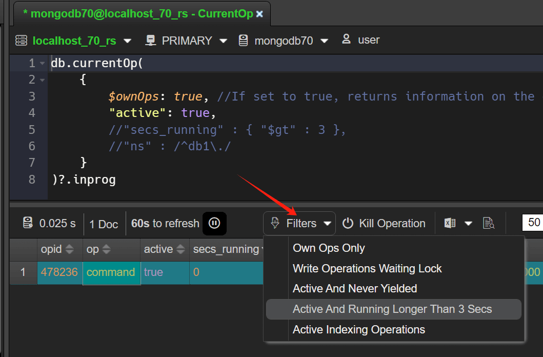 CurrentOp Filters
