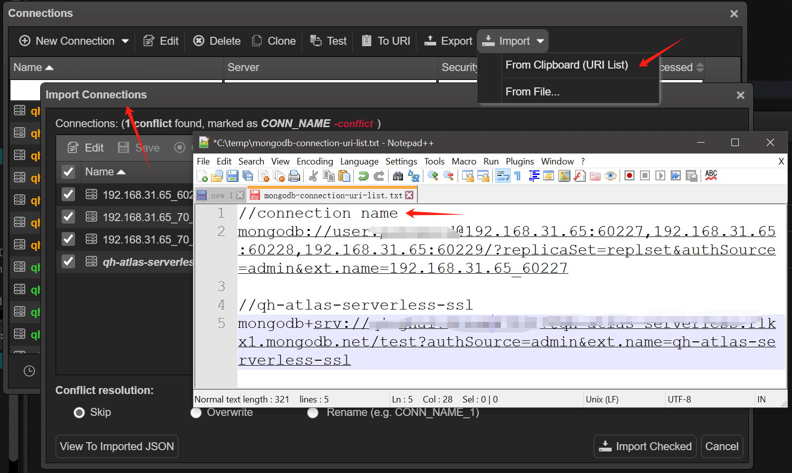 Import MongoDB URI List