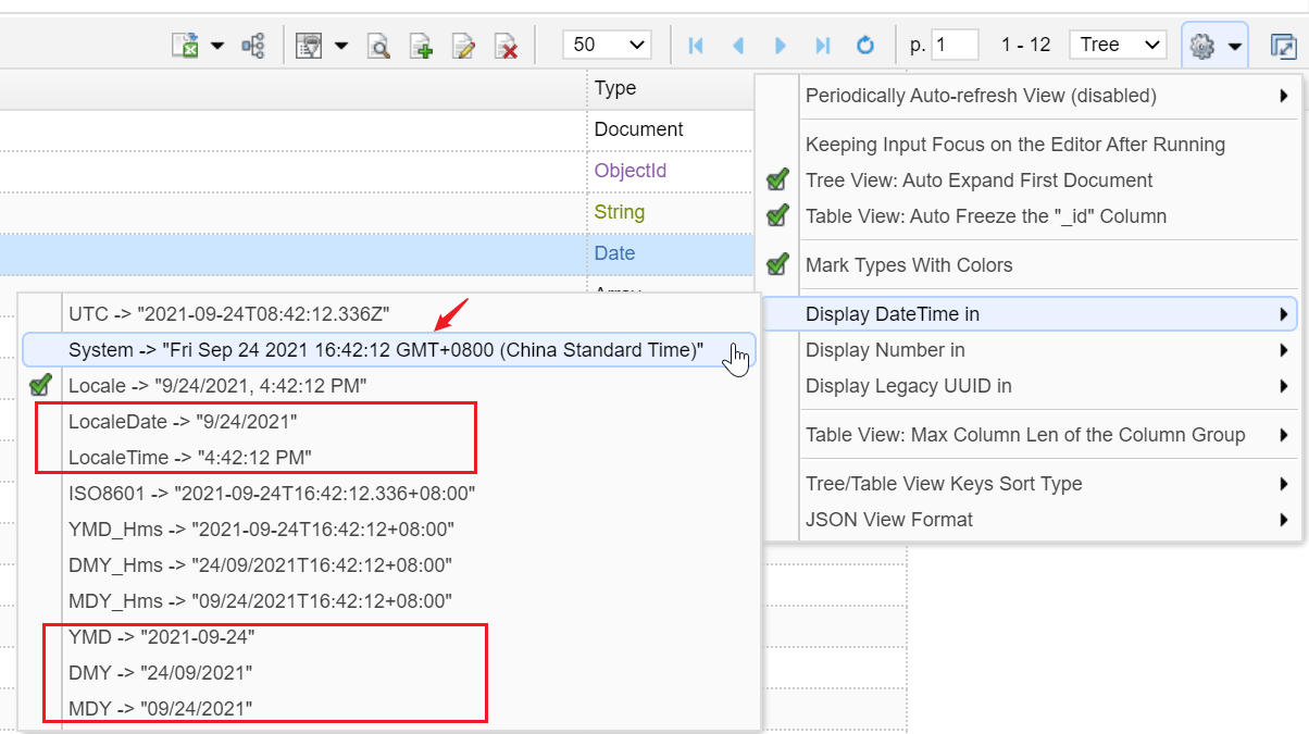 Date display formats