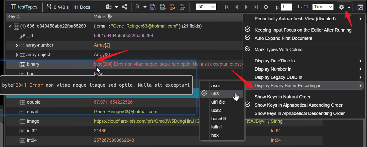 Display Binary Buffer Encoding in ...